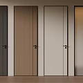 Modern Interior Design With Various Colored Doors And Wooden Floor