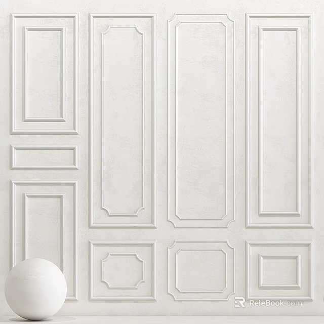White Decorative Wall Panels With Geometric Patterns And Architectural Details For Modern Interior 3d model 