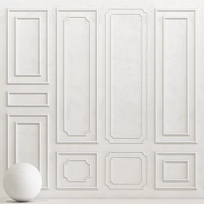 White Decorative Wall Panels With Geometric Patterns And Architectural Details For Modern Interior 3d model
