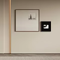 Abstract Paintings On Wall Large And Small With Brown Black Frames Minimalist Design 3d model