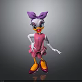 3D Cartoon Character Design With Purple Bow Pink Dress And Pink Shoes