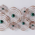 Modern Metal Flower Shaped Wall Decor With Green Center And Copper Frames 3d model