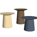 Modern Minimalist Side Tables with Round Tops and Cylindrical Bases in Yellow Brown Blue