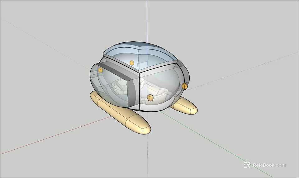 Futuristic Small Vehicle 3D Model With Transparent Cockpit And Support Structure 3d model 