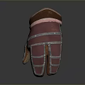 Stylish Red Leather Glove With Brown Cuff And Metallic Strips For Daily Use And Protection