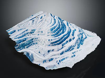 Wavy Blue And White Layered Garden Landscape Model With Textured Surface Design 3d model