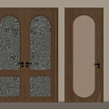 Elegant Wooden Double Doors With Patterned Glass Panels And Modern Design 3d model