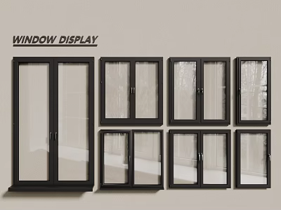 Black Casement Windows Display With Various Styles And Designs For Home Use 3d model