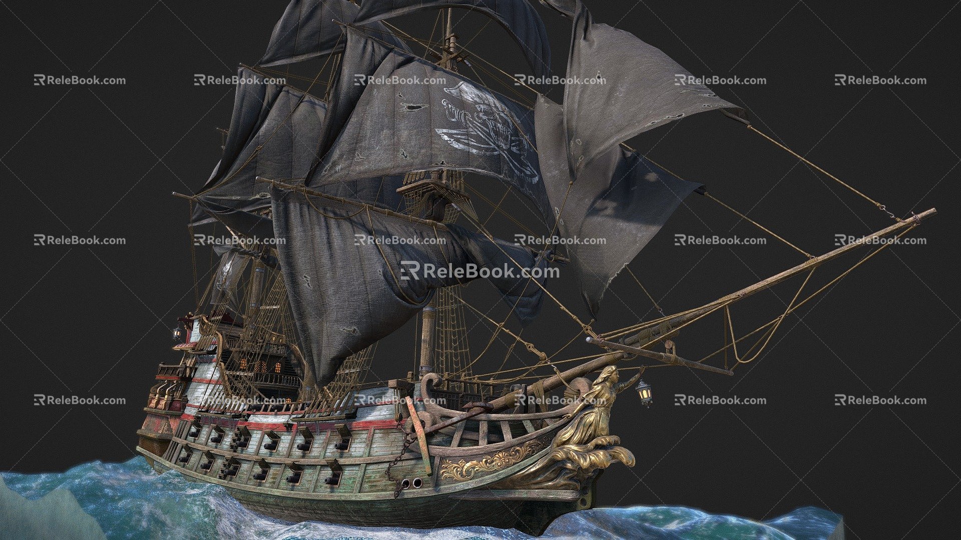 European-style boat 3d model