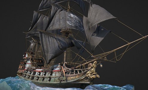 European-style boat 3d model