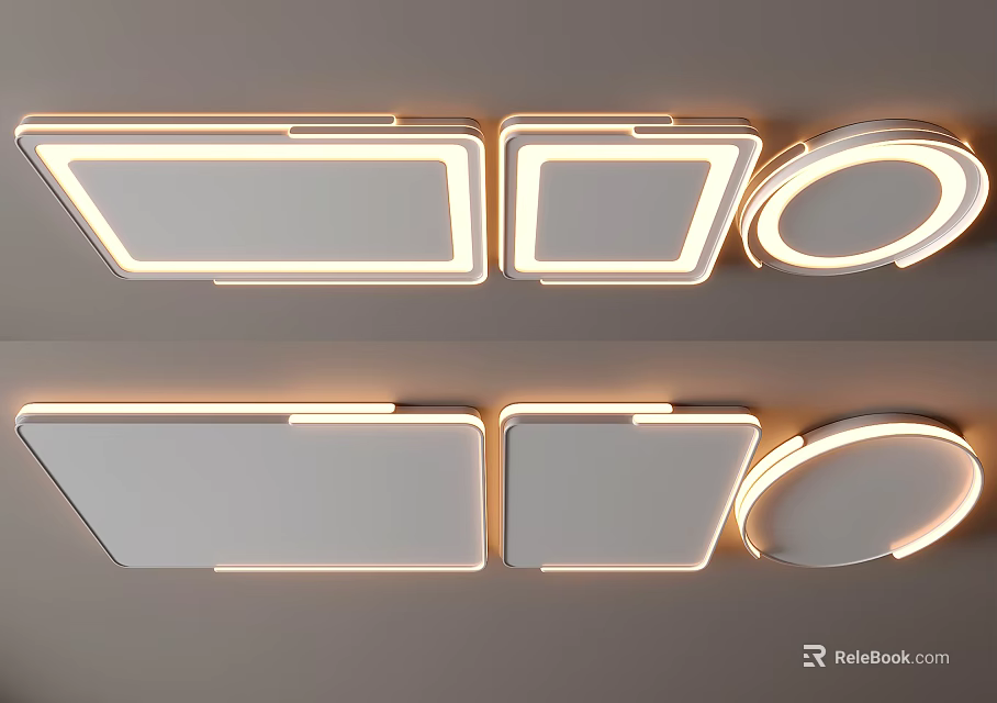Modern Square And Round Ceiling Lights With LED Ambient Lighting For Home Interior 3d model