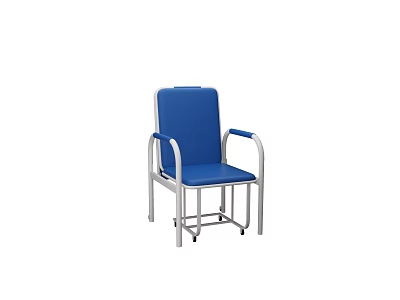 Blue Upholstered Recliner Chair With Silver Metal Frame And Armrests For Comfortable Seating 3d model