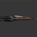 Futuristic Starfighter Spaceship With Orange Black Body Multiple Engines And Sleek Wings