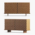 Stylish Woven Grid Pattern Solid Wood Chest Of Drawers Ideal For Living Room Storage Decor
