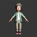 3D Character In Green Plaid Shirt And Green Beanie With Surprised Expression On Black Background
