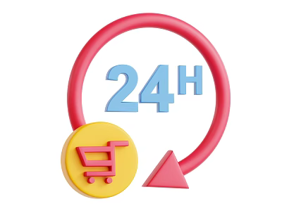 Stylish Decorative Ornament Set With 24H Shopping Cart Icon Red Yellow Circular Ring Arrow Accent 3d model