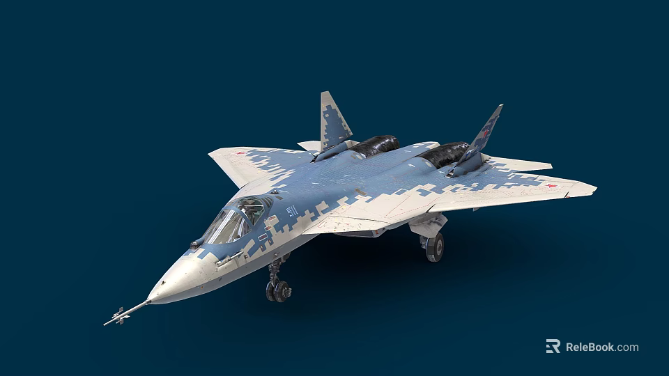 Advanced Camouflage Fighter Jet With Twin Engines Cockpit And Landing Gear 3d model 