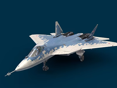 Advanced Camouflage Fighter Jet With Twin Engines Cockpit And Landing Gear 3d model