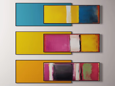 Abstract Paintings With Vibrant Color Blocks And Layered Rectangular Panels 3d model