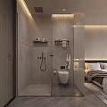 Modern Bedroom Interior Design With Large Bed Light Gray Walls Area Rug And Floor Lamp