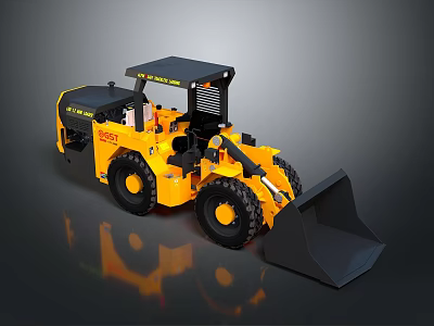 Yellow Construction Loader With Large Bucket Black Tires And 2021 Model 3d model