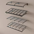 Modern Wall Mounted Awnings Featuring Metal Frames And Transparent Panels Design 3d model