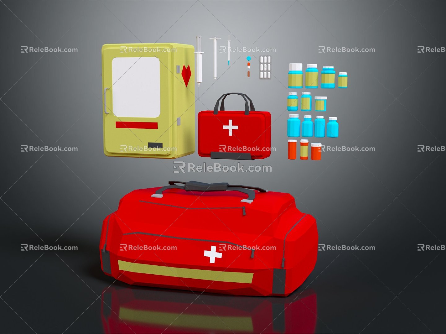 Modern First Aid Kit Medical Kit Medical Kit Medical Kit Red Cross Kit 3d model