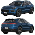 Blue SUV Car Front And Rear Exterior Views Display Sleek Design