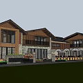 Rustic Modern Detached Villa With Wooden Stone Exterior Large Windows And Green Lawn
