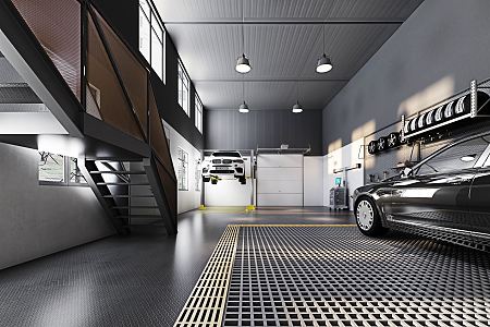 Industrial LOFT Auto Repair Shop 3d model