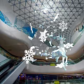 Shopping Mall Interior With Skylight Ceiling And Winter Snowflake Deer Decorations 3d model