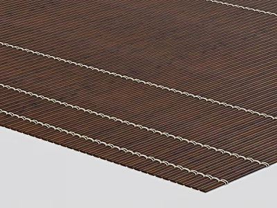 Dark Brown Bamboo Square Rug With White Stitching For Modern Home Decor 3d model
