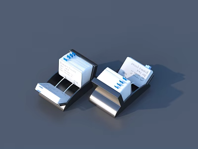 Portable Label Makers With Printed Labels Blue Lines And Text Design 3d model