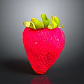 Vibrant Red Strawberry With Green Leaves As Household Item On Black Surface