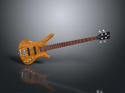 Wooden Bass Guitar Decorative Accessory With Natural Grain And Smooth Surface Design 3d model
