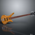 Wooden Bass Guitar Decorative Accessory With Natural Grain And Smooth Surface Design