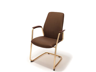 Brown Fabric Leisure Chair With Metal Frame And Simple Design For Indoor Use 3d model