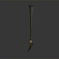 Antique Green Patinated Metal Artifact With Slender Sharp Tip And Rustic Surface Texture