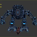 Futuristic Robotic Character With Blue Glowing Lights Circular Core And Complex Limbs