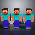 Minecraft Style Train With Three Pixel Characters 3d model