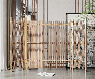 Quiet Screen Bamboo Partition Screen 3d model