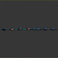 Blue Cosmic Spacecraft Models with Yellow Purple Details and Various Designs on Dark Background