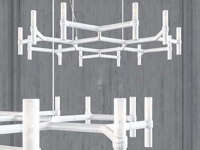 Modern Geometric Chandelier With White Metal Frame For Contemporary Living Room Interior 3d model