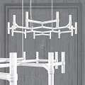 Modern Geometric Chandelier With White Metal Frame For Contemporary Living Room Interior