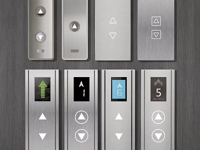 Modern Elevator Button Panels With Arrow Icons Numbers And Control Indicators 3d model
