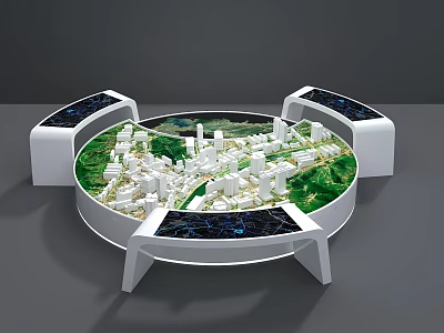 Innovative Commercial Display Equipment with Circular Design City Model and Interactive Screens 3d model