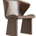Modern Leather Lounge Chair With Stitched Details And Geometric Legs In Brown Beige Tones