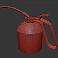 Vintage Red Fire Equipment Metal Container With Long Spout And Handle