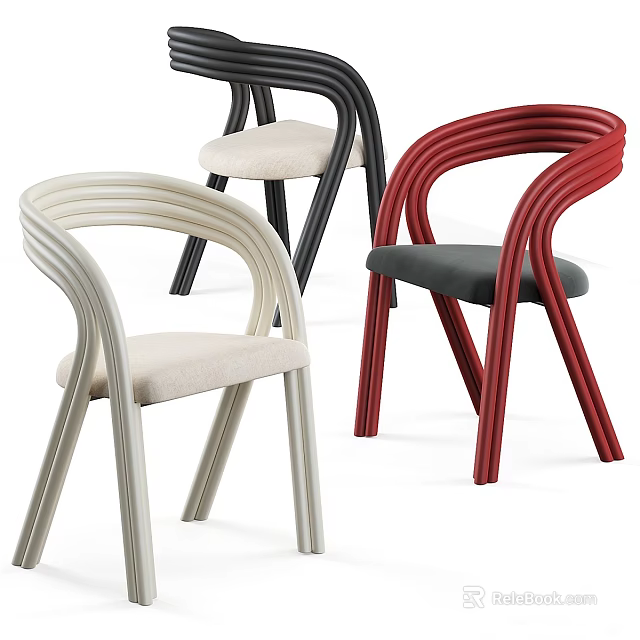 Modern Leisure Chairs With Curved Armrests And Upholstered Seats In Three Assorted Colors Design 3d model 