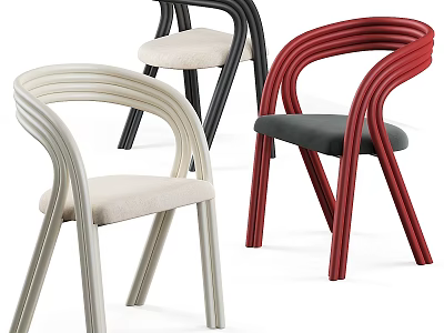 Modern Leisure Chairs With Curved Armrests And Upholstered Seats In Three Assorted Colors Design 3d model